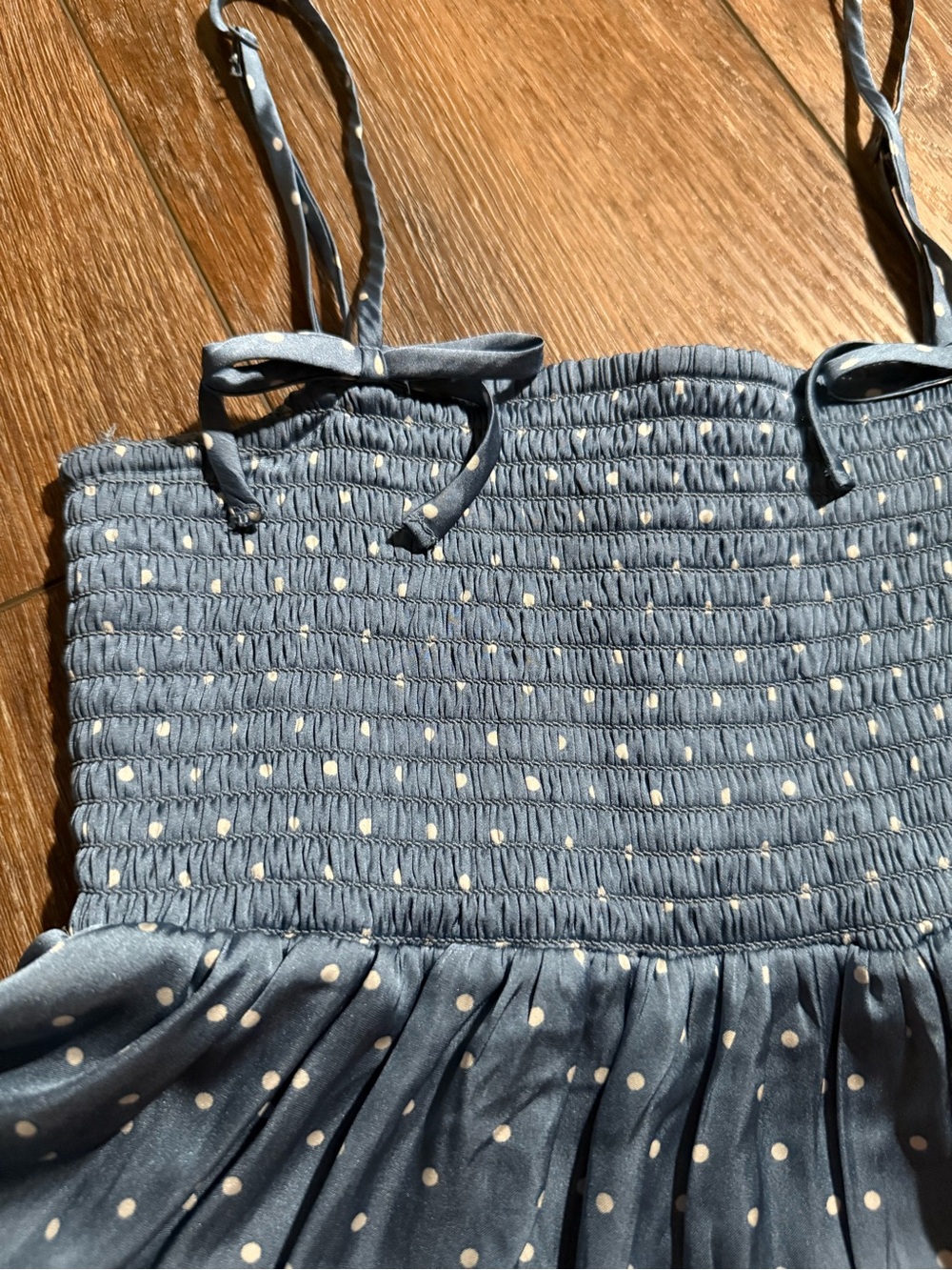 American Eagle Outfitters Blue Polka Dot Smocked Tank Top - Picture 4 of 8